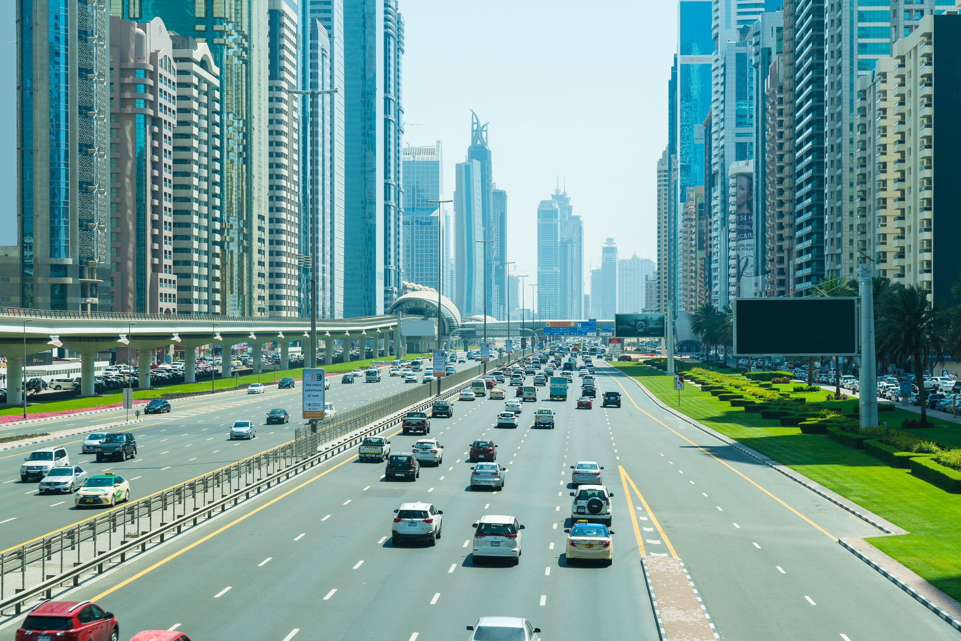 Highway traffic in Dubai, United Arab Emirates